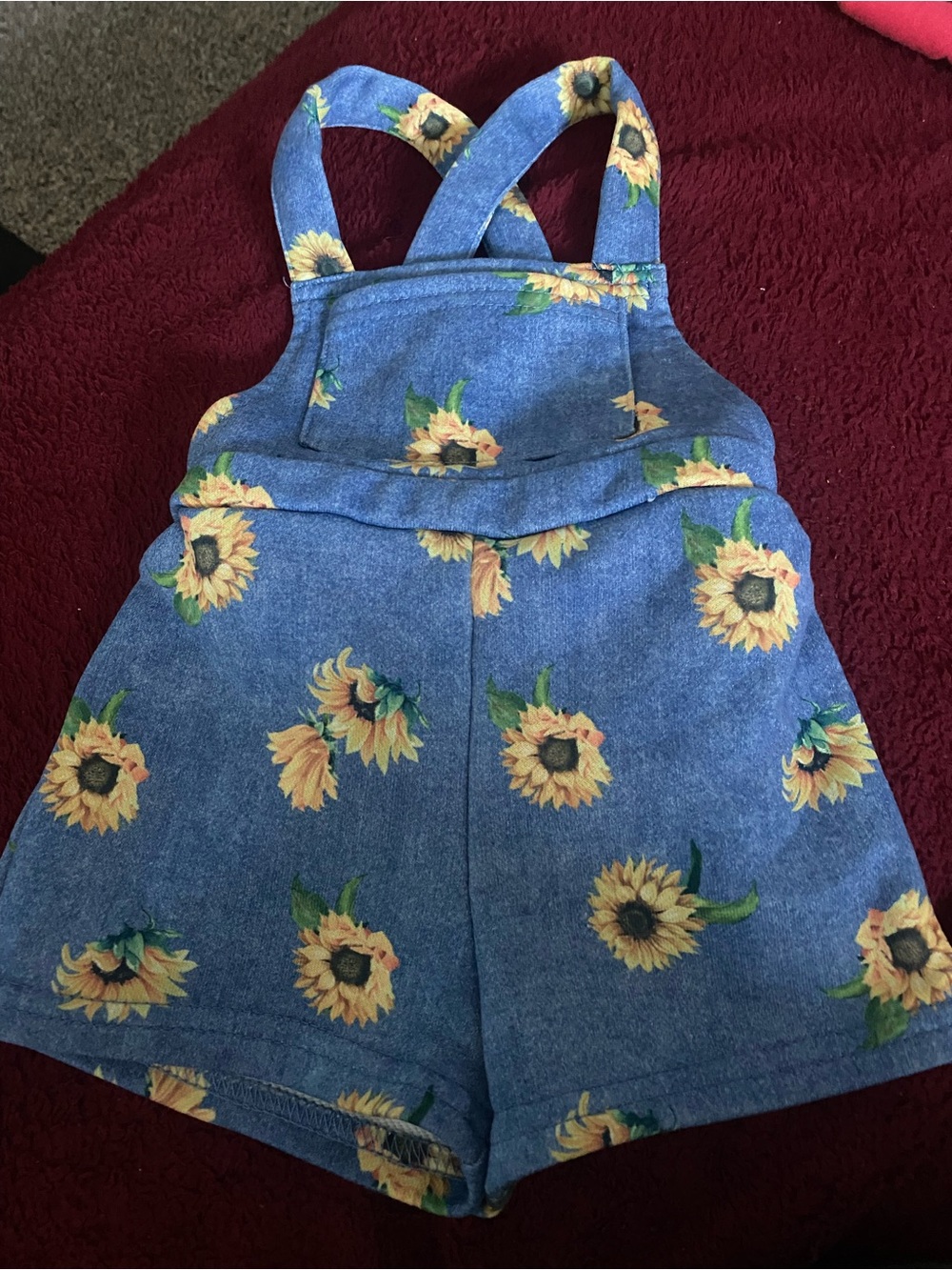 SHEIN Blue Sunflower Print Girls Romper
